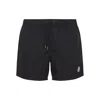 Moncler Logo Patch Detail Elastic Waist Swim Shorts In Black
