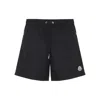 Moncler Logo Patch Detail Elastic Waist Swim Shorts In Black
