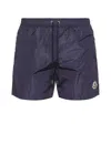 Moncler Logo Patch Drawstring Swim Shorts In Blue