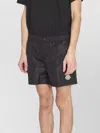 Moncler Logo Patch Detail Elastic Waist Swim Shorts In Black