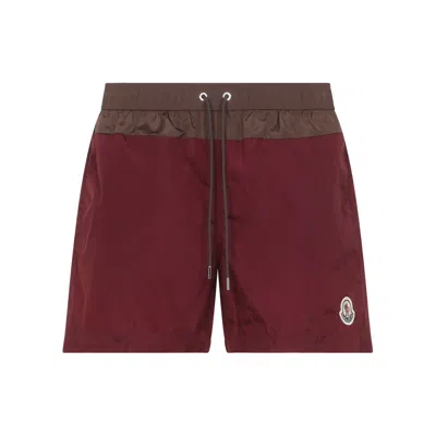 Moncler Polyamide Swim Shorts Contrast Insert Detail In Purple
