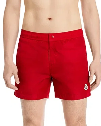 Moncler Logo Swim Shorts In Red