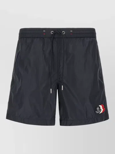 Moncler Tricolor Logo Patch Swimsuit Beachwear Blue