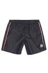 Moncler Logo Nylon Swim Shorts In Navy