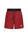 Moncler Nylon Logo Swim Shorts In Red