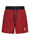 Moncler Nylon Logo Swim Shorts In Red