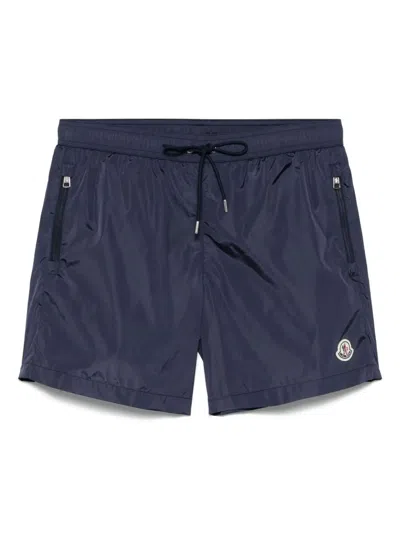 Moncler Archive Logo Classic Shorts In Blue