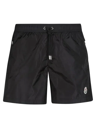 Moncler Logo-print Drawstring Swim Shorts In Black