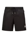 Moncler Logo Patch Detail Elastic Waist Swim Shorts In Blue