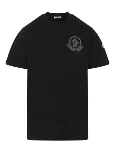 Moncler T- Shirt Logo Clothing In Black