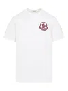 Moncler Flocked Logo T-shirt In Organic Cotton With Aesthetics In White