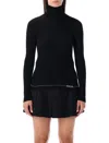 Moncler Fitted Turtleneck Knitwear Long Sleeves In Black