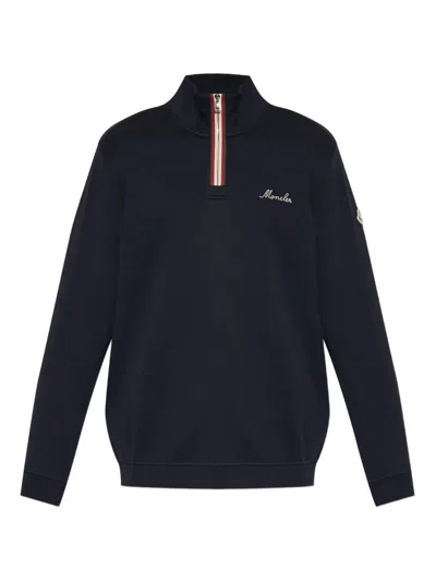 Moncler Quarter Zip Sweatshirt In Blue