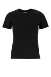 Moncler Women Black T-shirt With Rhinestone Logo In Cotton Woman In Black