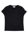 Moncler Black Crewneck T-shirt With Rhinestone Logo In Cotton Girl In 999