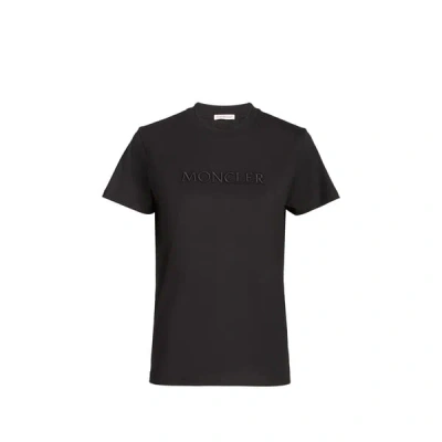 Moncler T-shirt En Coton À Logo Et Perles In Black