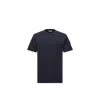 Moncler Crew Neck Silk T-shirt With Ribbed Cuffs In Blue