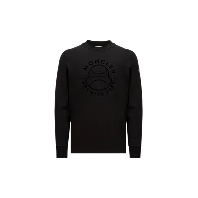 Moncler T-shirt À Manches Longues Et Logo Ballon De Basket In Black
