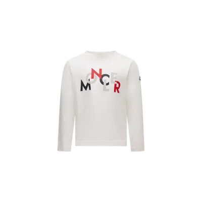 Moncler Kids' T-shirt À Manches Longues Et Logo En Coton In Neutral