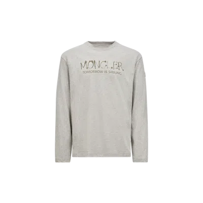 Moncler Graffiti Logo Long Sleeve T-shirt Grey
