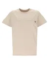 Moncler Embroidered Tonal Logo Cotton T-shirt In Beige