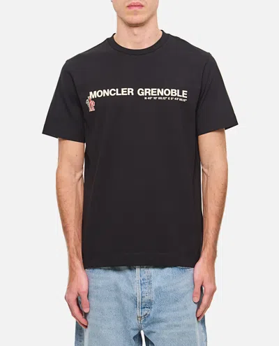 Moncler Grenoble Black Stretch Cotton T-shirt In Brown