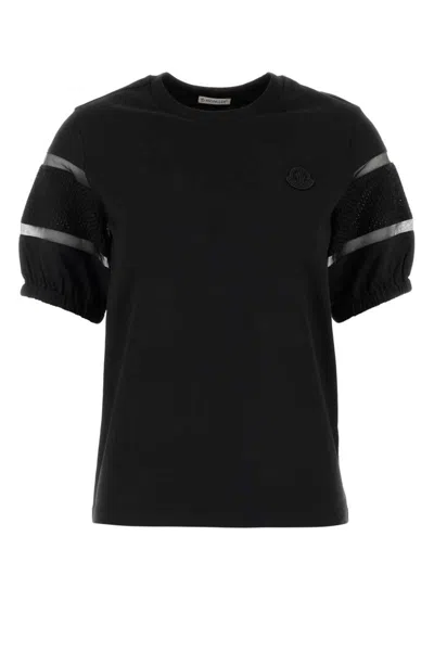Moncler T-shirt In Cotone Nero Donna In Black