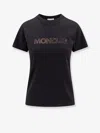 Moncler Biologic Cotton T-shirt With Embroidered Logo In Black