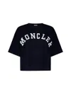 Moncler Short-sleeve T-shirt With Logo In Blu