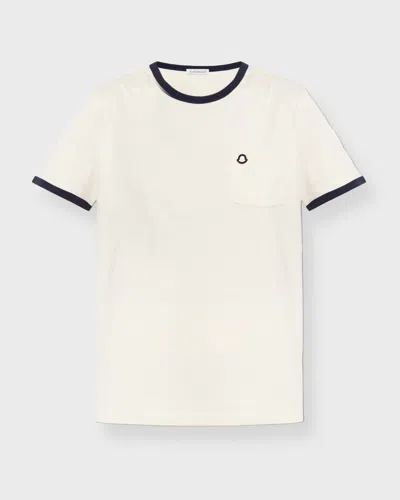 Moncler T-shirt Embroidered Logo Cotton In White