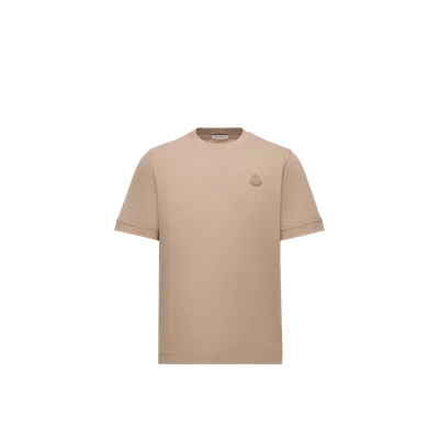 Moncler T-shirt En Coton À Empiècement Logo In Neutral