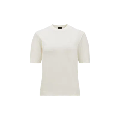 MONCLER SILICONE LOGO PATCH COTTON T-SHIRT, WOMEN, WHITE, SIZE: XS
