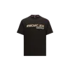 Moncler S Embossed-branding Crew-neck Relaxed-fit Cotton-jersey T-shirt Black In Black
