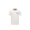 Moncler White Cotton T-shirt With A Contrasting Ribbed Striped Collar And Logo In White