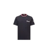 Moncler Cotton Logo Embroidered T-shirt In Blue