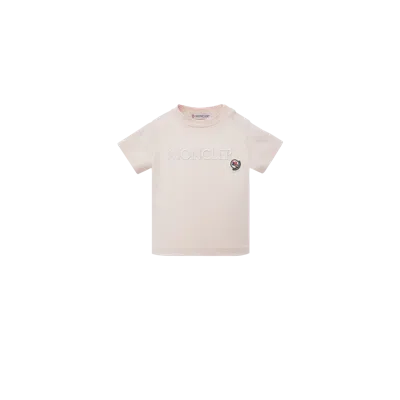 Moncler Kids' T-shirt En Coton À Logo Brodé In Pink