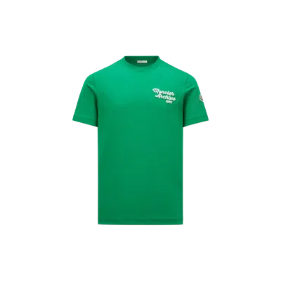 MONCLER EMBROIDERED LOGO COTTON T-SHIRT GREEN