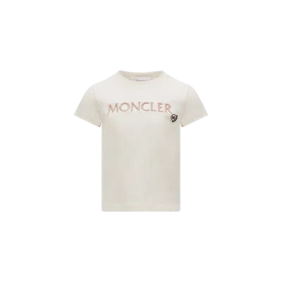 Moncler Kids' Embroidered Logo Cotton T-shirt White