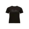 Moncler Embroidered Calligraphy Logo Cotton T-shirt Black In Black
