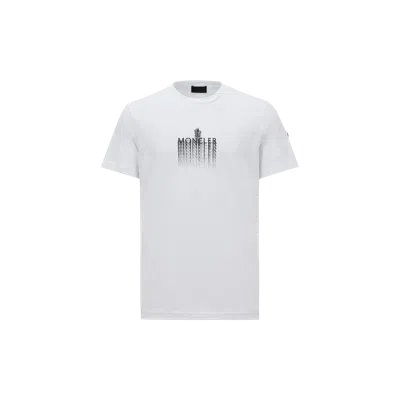 MONCLER FADED LOGO COTTON T-SHIRT, MEN, WHITE, SIZE: XL