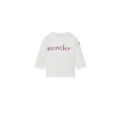 Moncler Kids' T-shirt En Coton À Logo Effet Crayonné In White