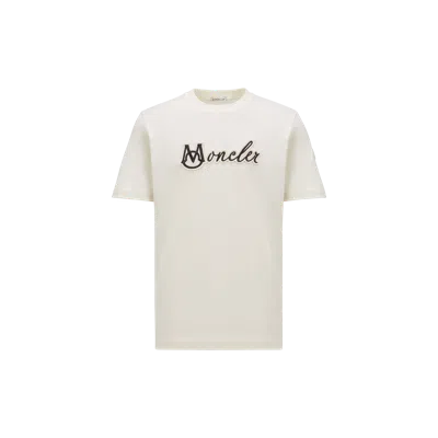 Moncler T-shirt En Coton À Logo Universitaire Brodé In White