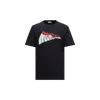 Moncler Crewneck Graphic Print Short Sleeves T-shirt In Blue