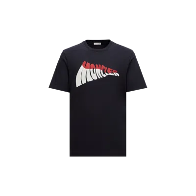 MONCLER T-SHIRT EN COTON À LOGO VAGUE
