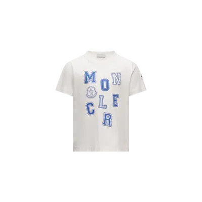 Moncler Kids' T-shirt En Coton À Motif Logo In White