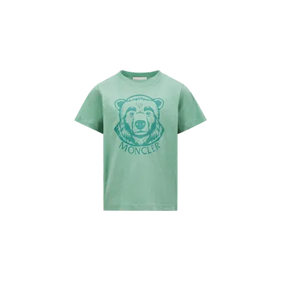 Moncler Kids' Logo Motif Cotton T-shirt Blue