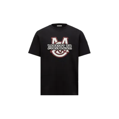 Moncler Varsity Logo Motif Cotton T-shirt Blue