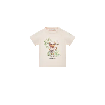 Moncler Kids' T-shirt En Coton À Motif Ours En Peluche In Pink