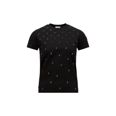 Moncler Beaded Cotton T-shirt Black