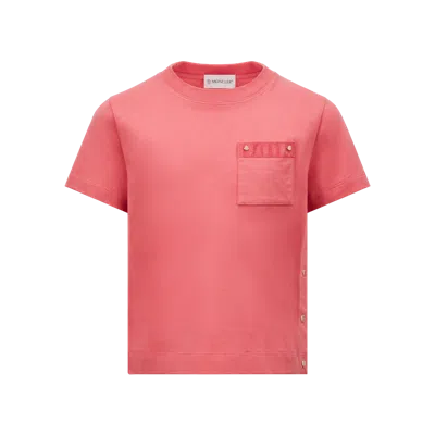 Moncler Kids' T-shirt En Coton Avec Poche In Pink